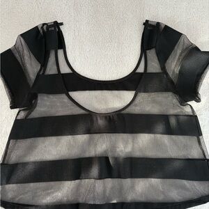 BCBGeneration Black Sheer Striped Crop Top